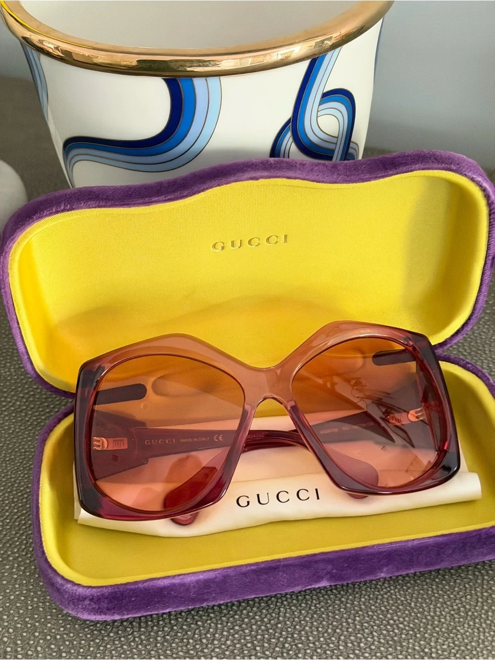 Gucci Women’s Gradient Orange-Red Oversized Square Sunglasses